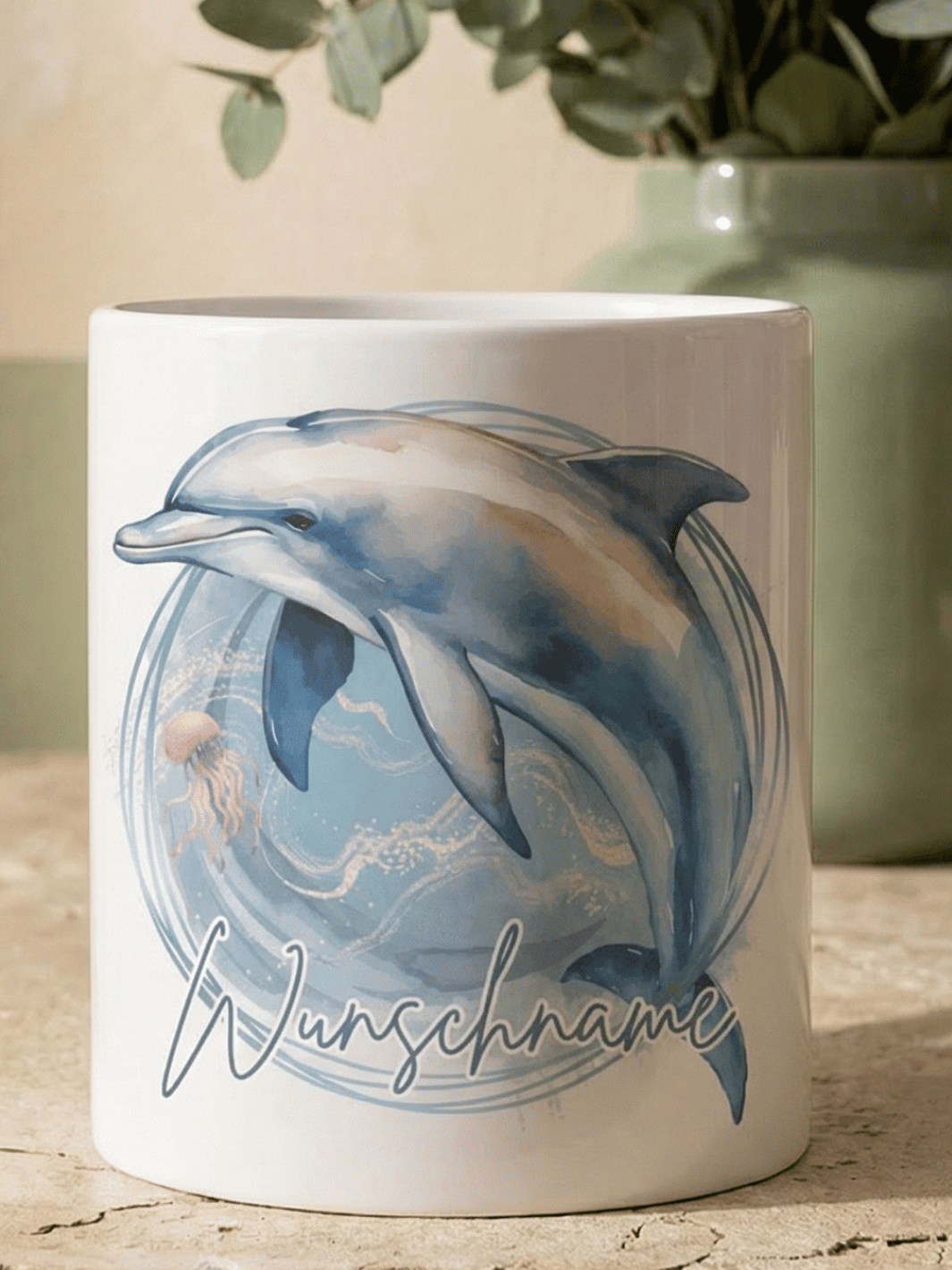 Keramikspardose Delfin personalisiert - achtsame Geschenke für Frauen bei Alles auf Anfang, Bedburg NRW