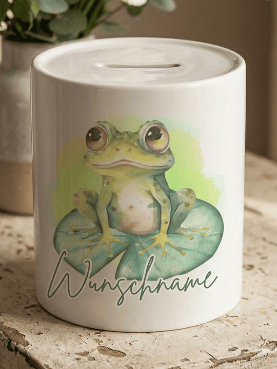 Keramikspardose Frosch personalisierbar - Achtsame Geschenke für Frauen bei Alles auf Anfang, Bedburg NRW