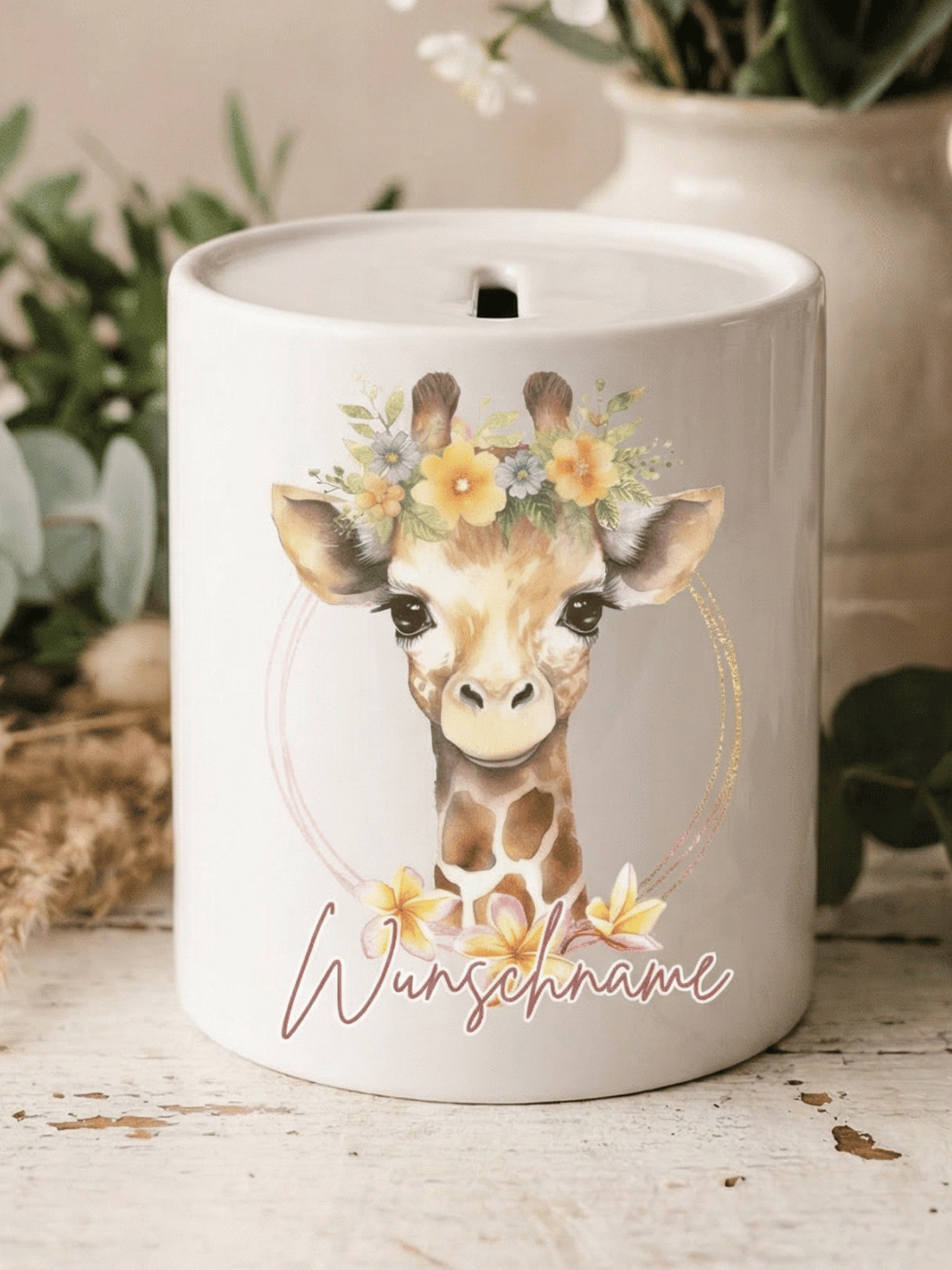 Keramikspardose Giraffe personalisiert - achtsame Geschenke für Frauen bei Alles auf Anfang, Bedburg NRW