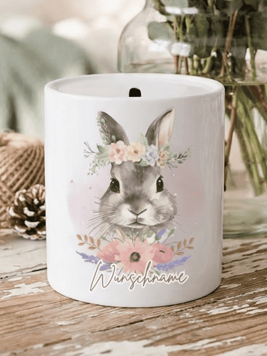 Keramikspardose Hase personalisiert - achtsame Geschenke für Frauen bei Alles auf Anfang in Bedburg, NRW