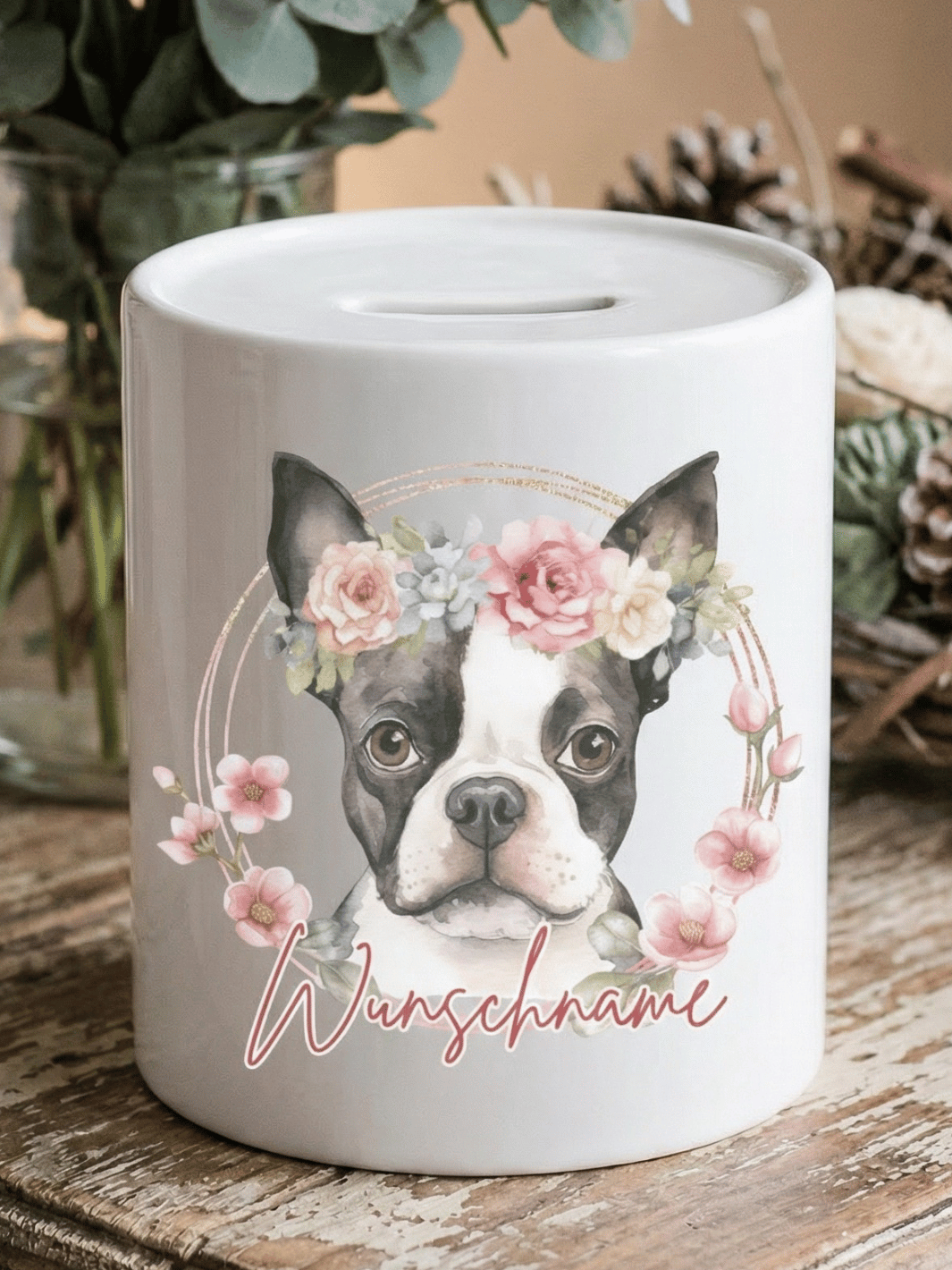 Keramikspardose Hund personalisiert - achtsame Geschenke für Frauen bei Alles auf Anfang, Bedburg NRW