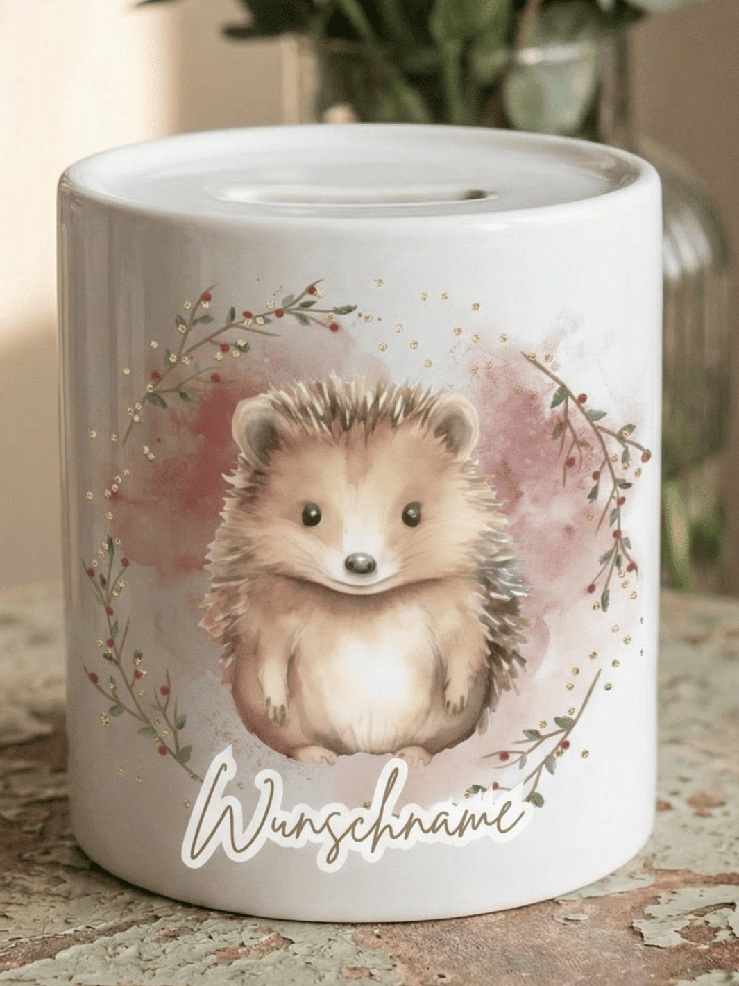 Keramikspardose Igel personalisiert - achtsame Geschenke für Frauen bei Alles auf Anfang, Bedburg NRW