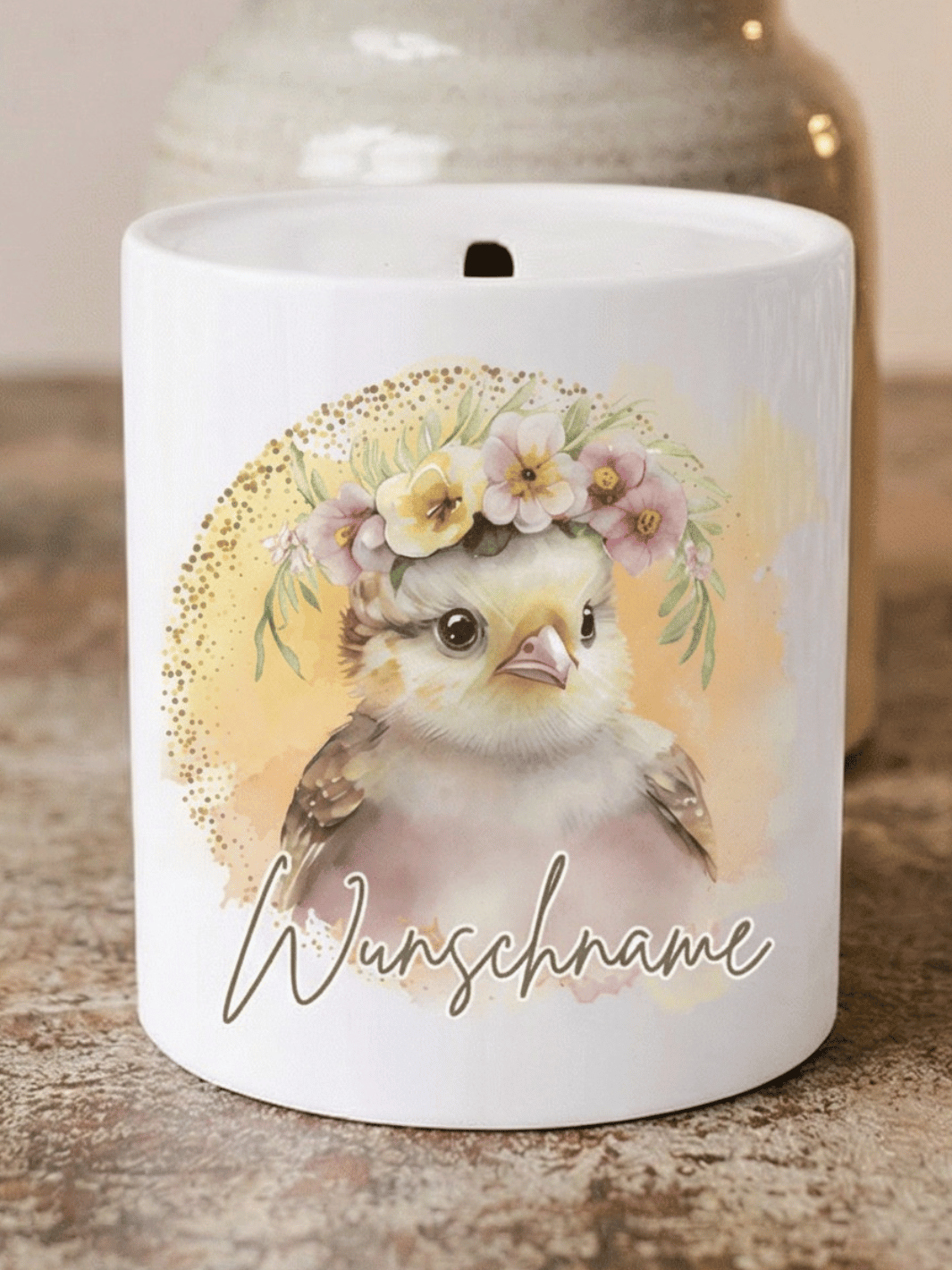 Keramikspardose Küken personalisiert - achtsame Geschenke für Frauen bei Alles auf Anfang in Bedburg, NRW