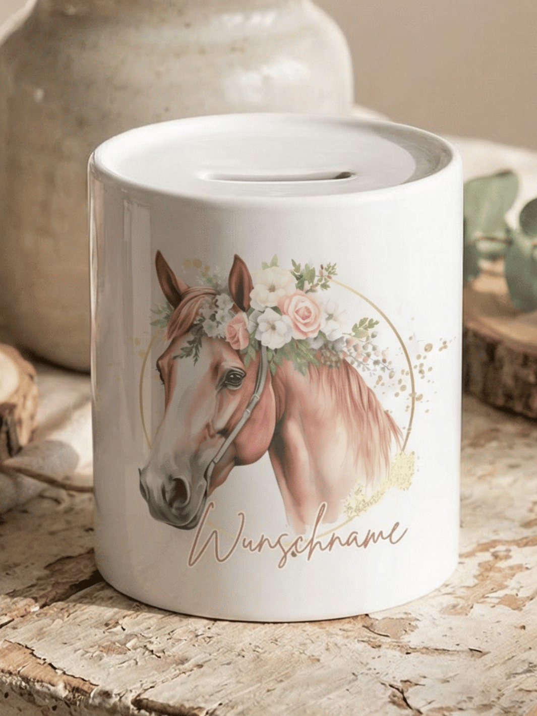 Keramikspardose Pferd personalisiert - achtsame Geschenke für Frauen bei Alles auf Anfang in Bedburg, NRW