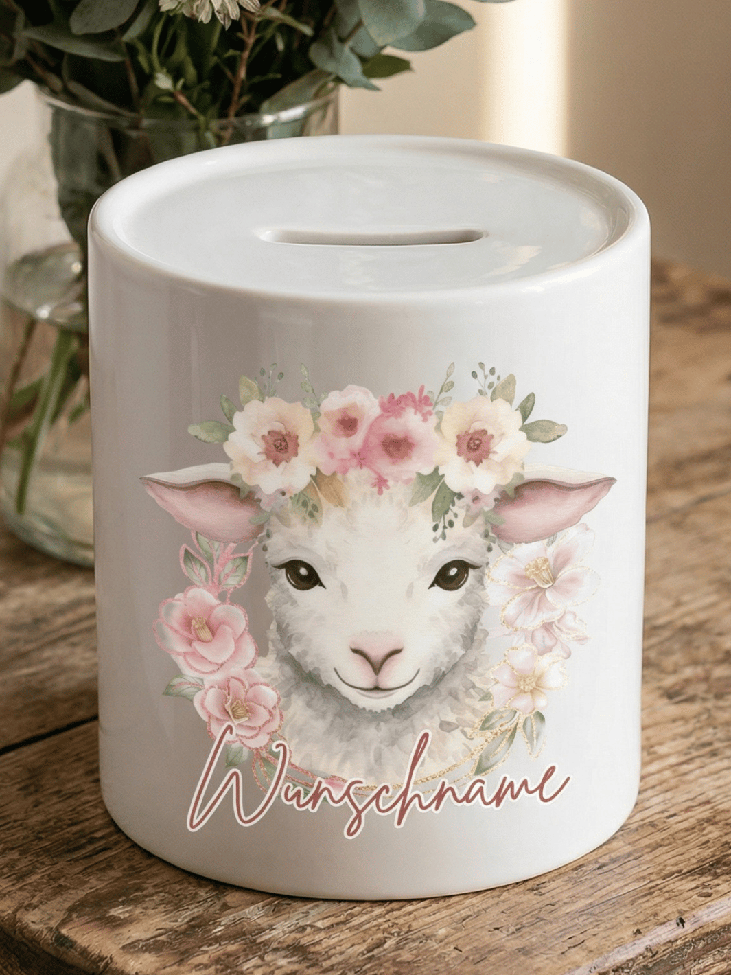 Keramikspardose Schaf personalisiert - achtsame Geschenke für Frauen bei Alles auf Anfang, Bedburg NRW