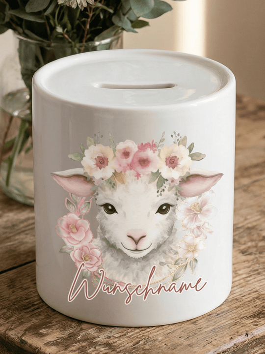 Keramikspardose Schaf personalisiert - achtsame Geschenke für Frauen bei Alles auf Anfang, Bedburg NRW