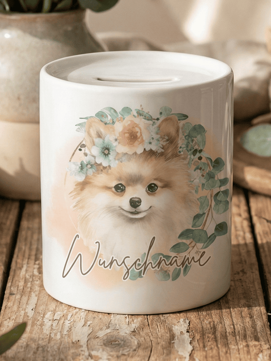 Keramikspardose Spitz personalisiert - achtsame Geschenke für Frauen bei Alles auf Anfang, Bedburg NRW