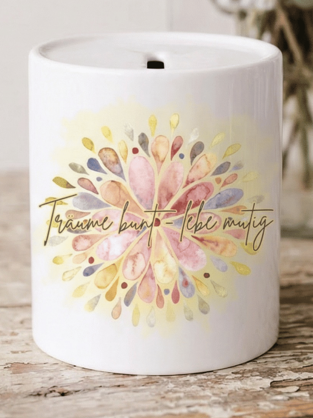 Keramikspardose Träume bunt - achtsame Geschenke für Frauen bei Alles auf Anfang in Bedburg, NRW