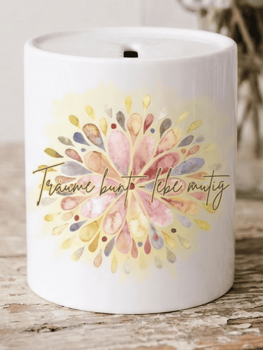 Keramikspardose Träume bunt - achtsame Geschenke für Frauen bei Alles auf Anfang in Bedburg, NRW