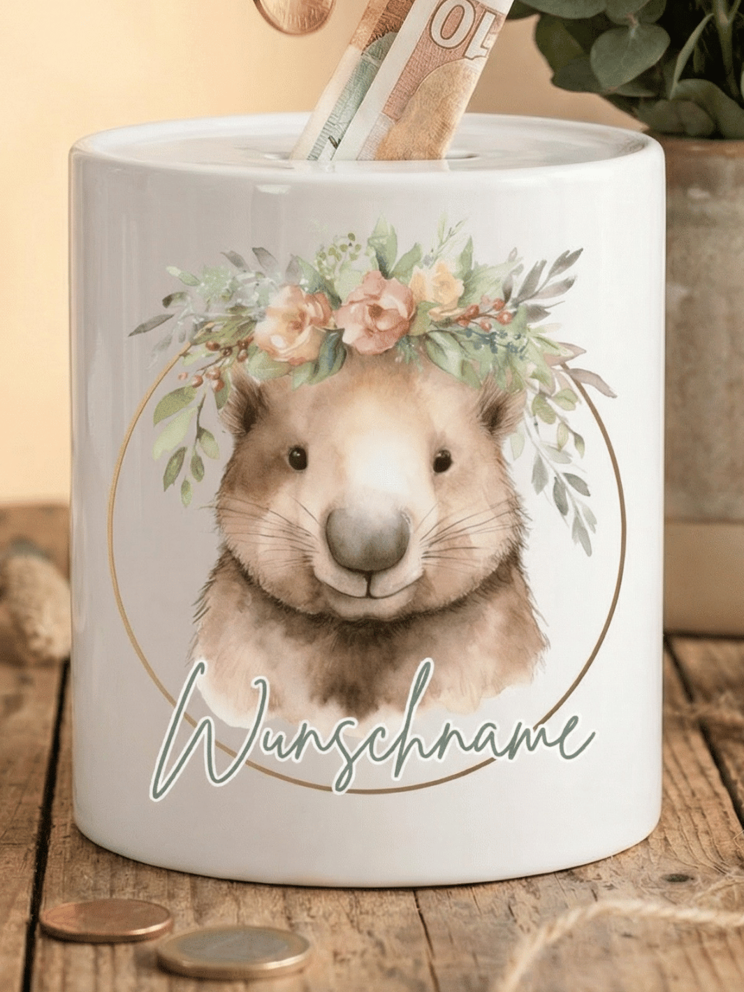 Keramikspardose Wombat personalisiert - achtsame Geschenke für Frauen bei Alles auf Anfang, Bedburg NRW