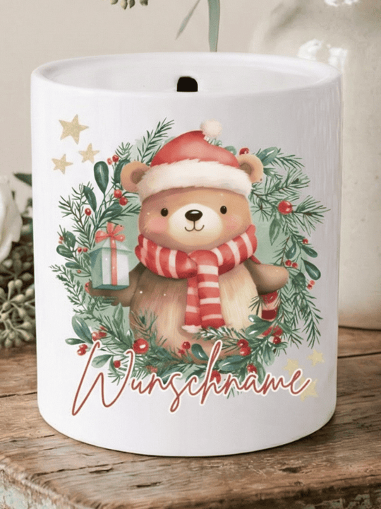 Keramikspardose X-MAS Bär personalisierbar - achtsame Geschenke für Frauen bei Alles auf Anfang in Bedburg, NRW