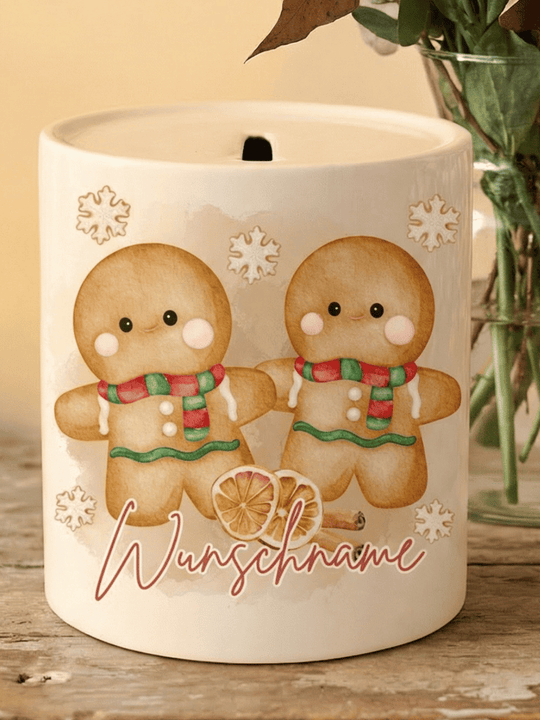 Keramikspardose X-MAS Lebkuchenmann personalisierbar - achtsame Geschenke für Frauen bei Alles auf Anfang in Bedburg, NRW