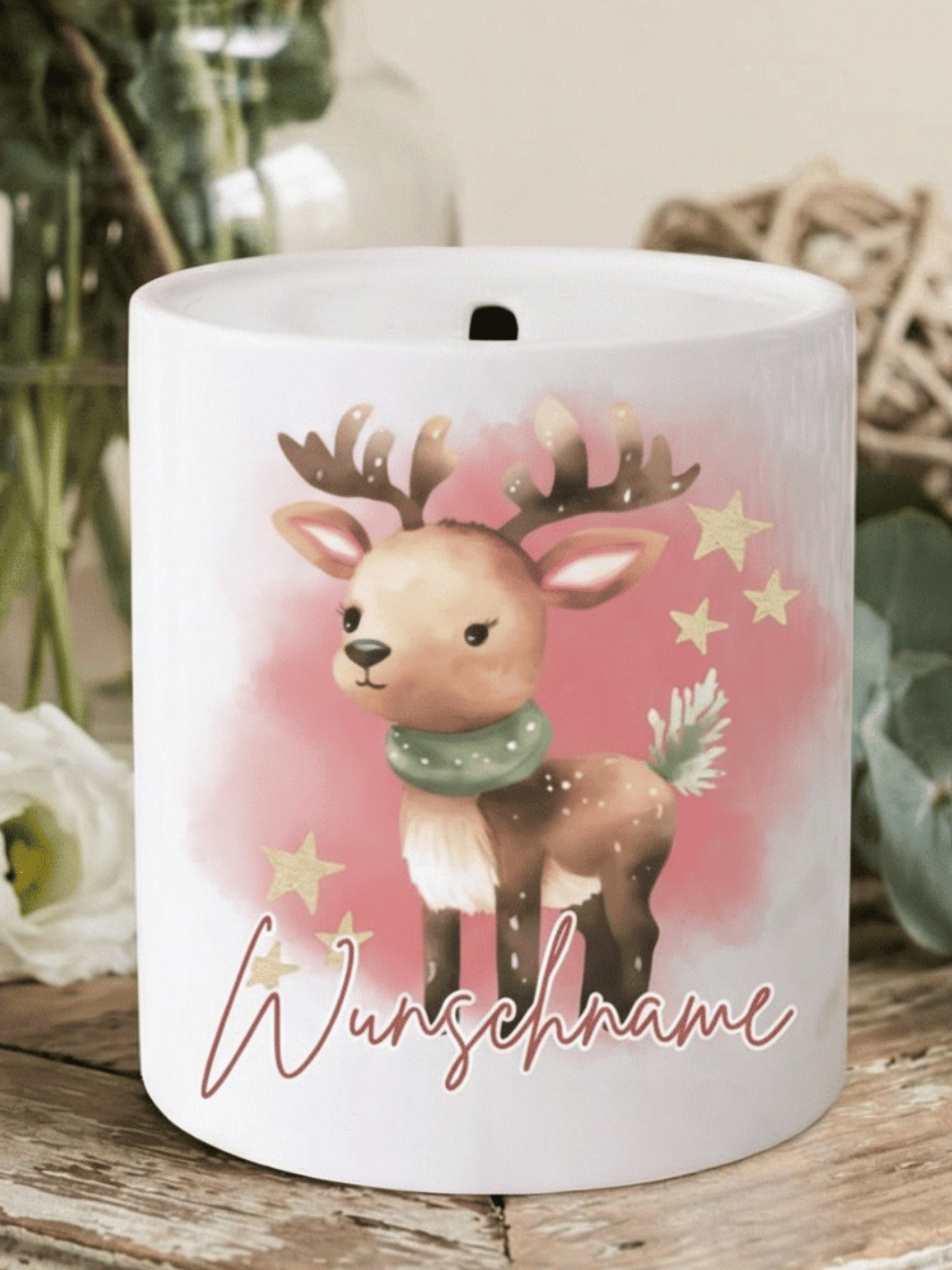 Keramikspardose X-MAS Rentier personalisierbar - achtsame Geschenke für Frauen bei Alles auf Anfang in Bedburg, NRW