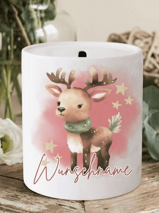 Keramikspardose X-MAS Rentier personalisierbar - achtsame Geschenke für Frauen bei Alles auf Anfang in Bedburg, NRW