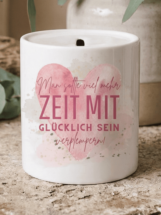 Keramikspardose Zeit zum Glücklich sein - achtsame Geschenke für Frauen bei Alles auf Anfang in Bedburg, NRW