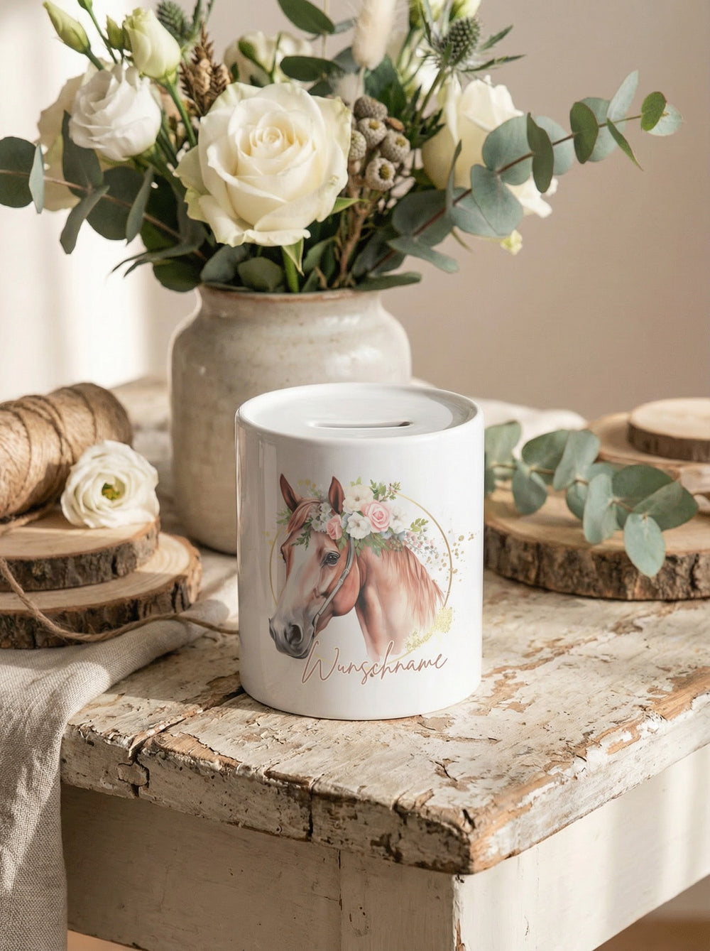 Keramikspardose Pferd personalisiert - achtsame Geschenke für Frauen bei Alles auf Anfang in Bedburg, NRW