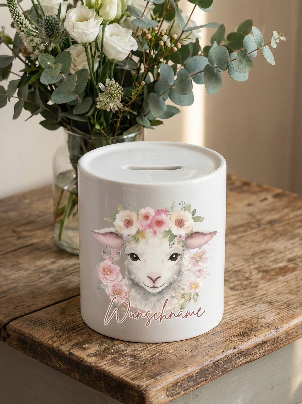 Keramikspardose Schaf personalisiert - achtsame Geschenke für Frauen bei Alles auf Anfang, Bedburg NRW