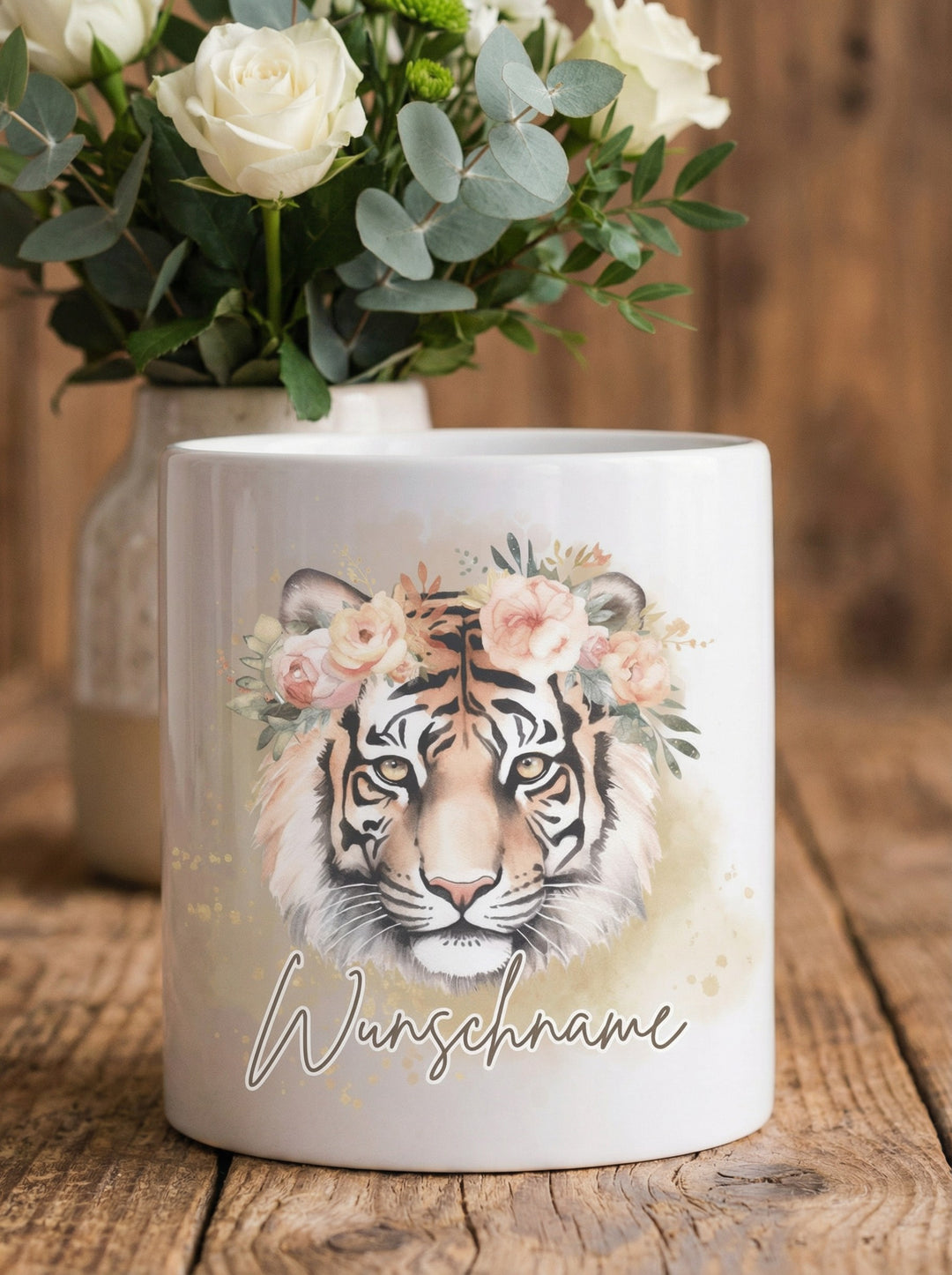 Keramikspardose Tiger personalisiert - achtsame Geschenke für Frauen bei Alles auf Anfang, Bedburg NRW