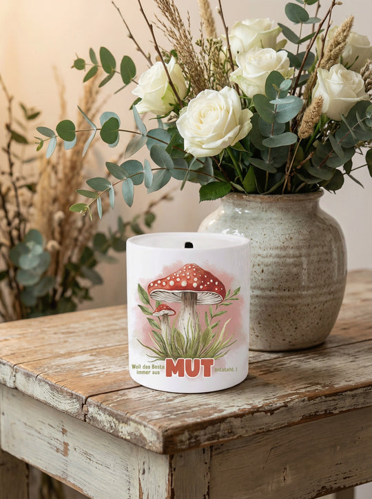 Keramikspardose Weil das Beste immer aus Mut entsteht - achtsame Geschenke für Frauen bei Alles auf Anfang in Bedburg, NRW