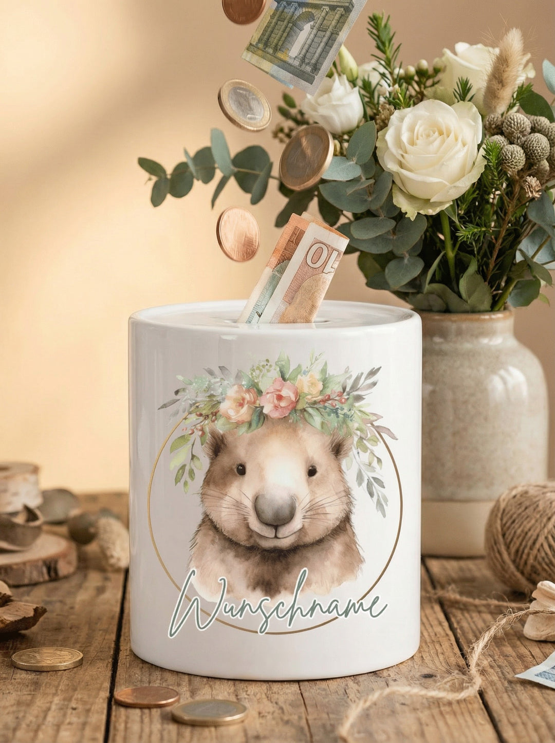 Keramikspardose Wombat personalisiert - achtsame Geschenke für Frauen bei Alles auf Anfang, Bedburg NRW