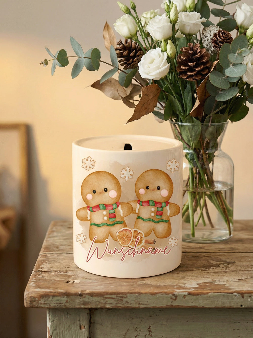 Keramikspardose X-MAS Lebkuchenmann personalisierbar - achtsame Geschenke für Frauen bei Alles auf Anfang in Bedburg, NRW