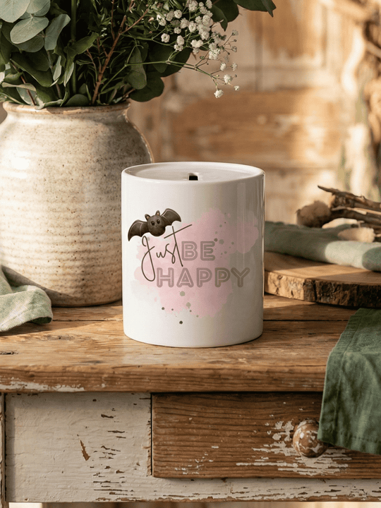 Keramikspardose Be Happy personalisiert - achtsame Geschenke für Frauen bei Alles auf Anfang in Bedburg, NRW