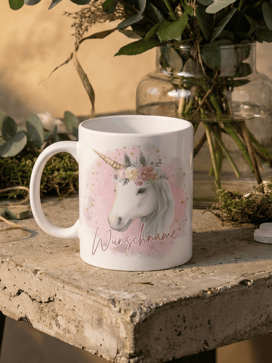 Keramiktasse Einhorn personalisiert - achtsame Geschenke für Frauen bei Alles auf Anfang, Bedburg NRW