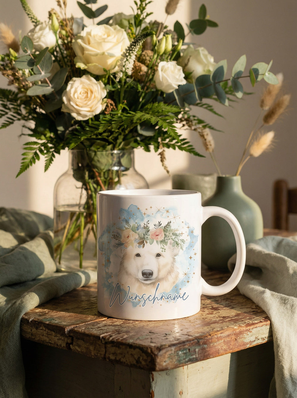 Keramiktasse Eisbär personalisiert - achtsame Geschenke für Frauen bei Alles auf Anfang, Bedburg NRW