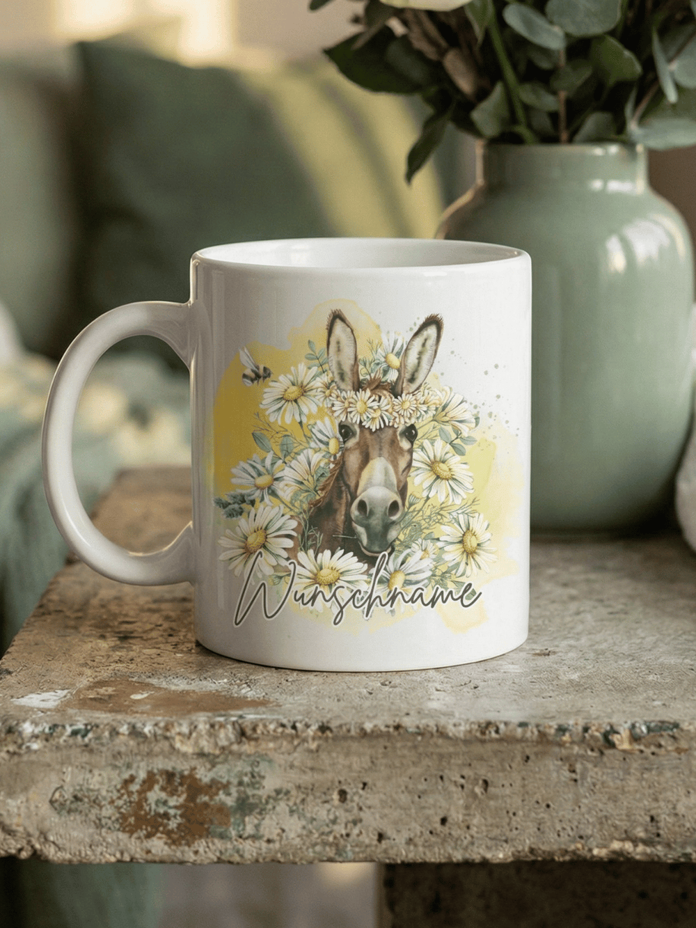 Keramiktasse Esel personalisiert - achtsame Geschenke für Frauen bei Alles auf Anfang, Bedburg NRW