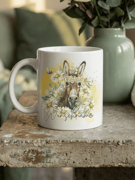 Keramiktasse Esel personalisiert - achtsame Geschenke für Frauen bei Alles auf Anfang, Bedburg NRW