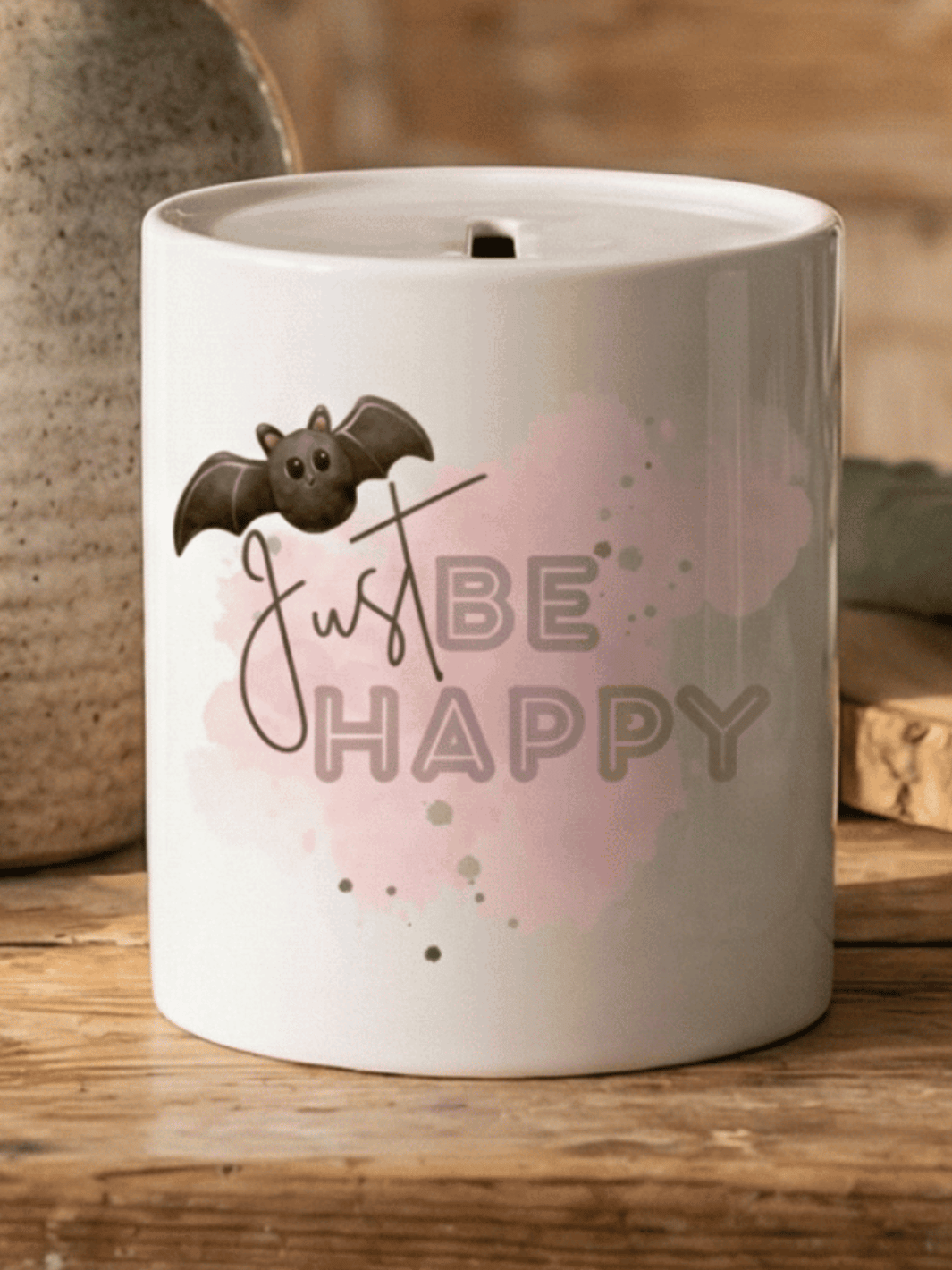 Keramikspardose Be Happy personalisiert - achtsame Geschenke für Frauen bei Alles auf Anfang in Bedburg, NRW