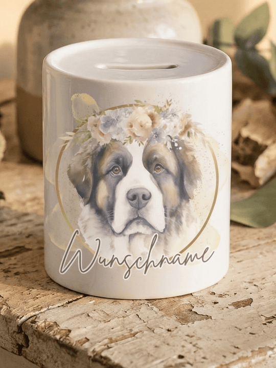 Keramikspardose Bernhardiner personalisiert - achtsame Geschenke für Frauen von Alles auf Anfang, Bedburg NRW