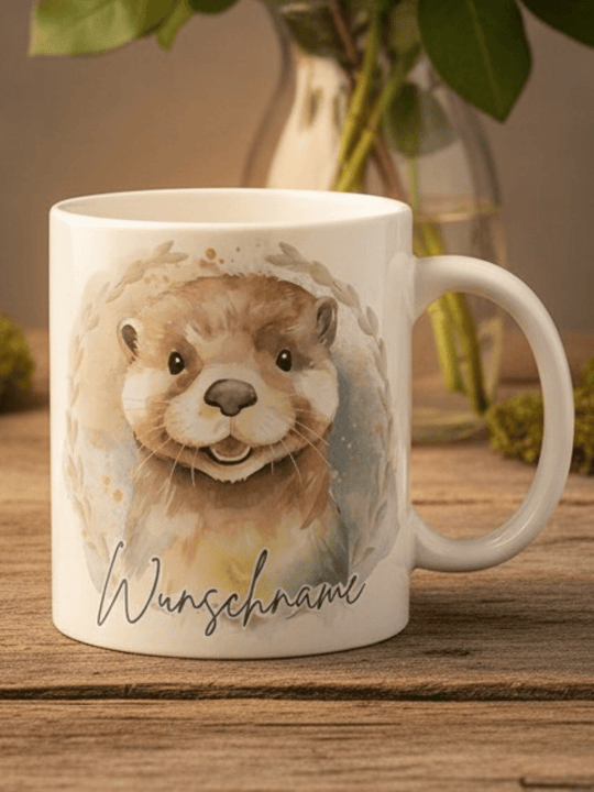 Keramiktasse Otter personalisierbar - Geschenk für Frauen bei Alles auf Anfang in Bedburg, NRW