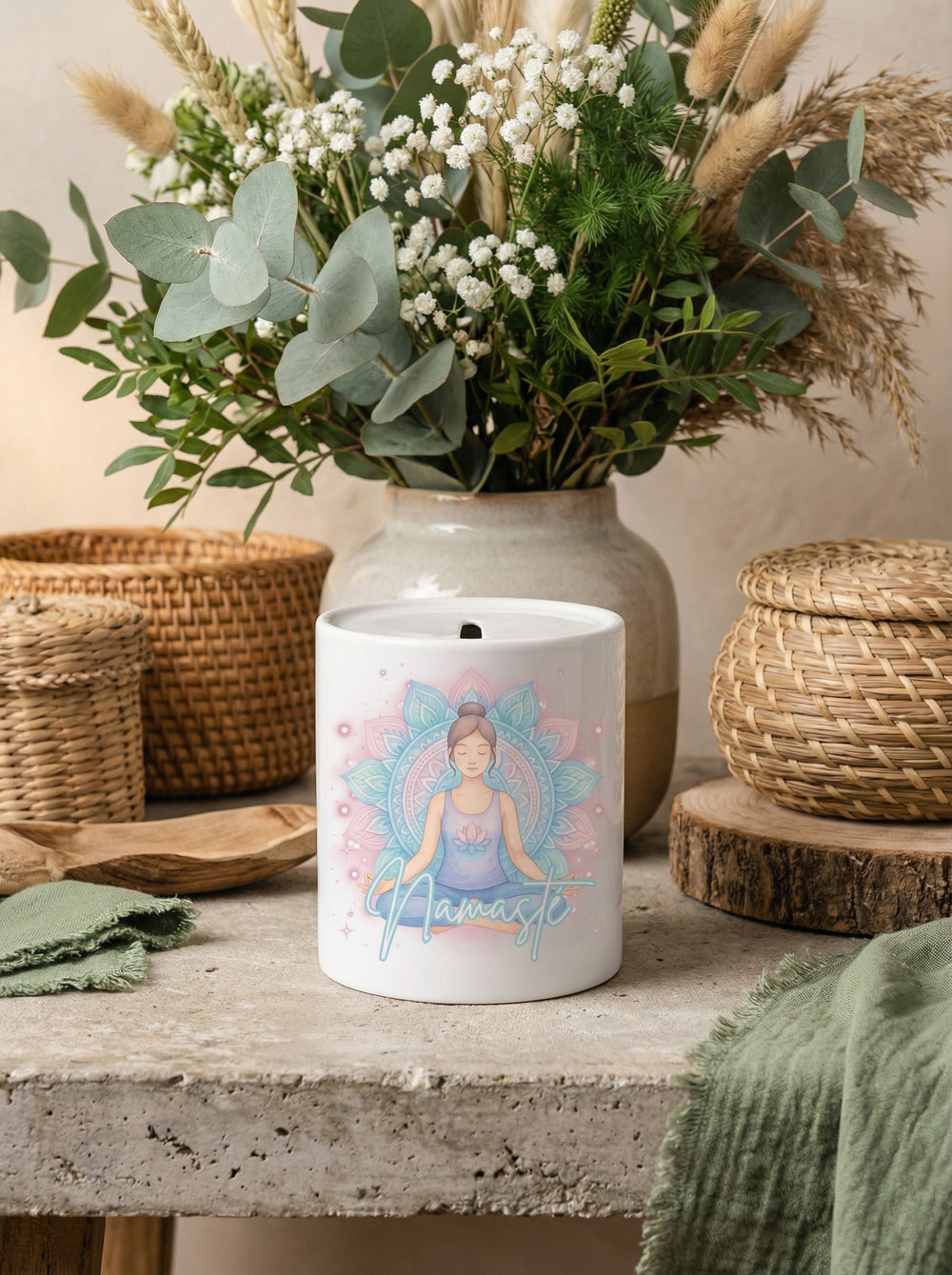 Keramikspardose Namaste - achtsame Geschenke für Frauen bei Alles auf Anfang in Bedburg, NRW