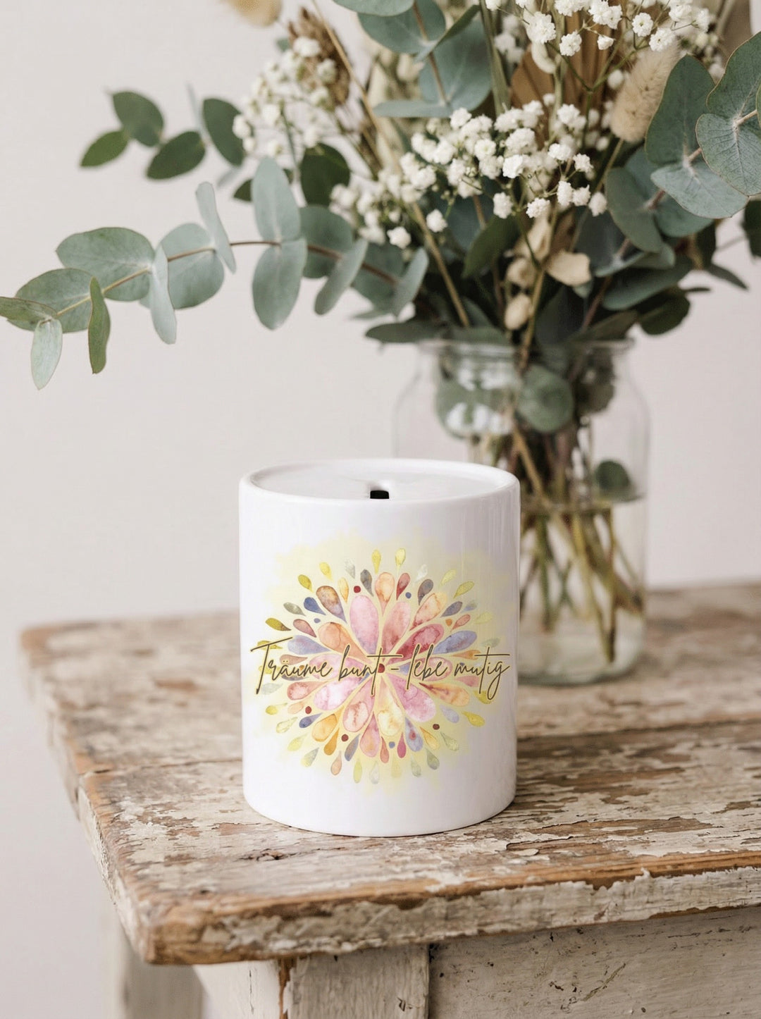 Keramikspardose Träume bunt - achtsame Geschenke für Frauen bei Alles auf Anfang in Bedburg, NRW