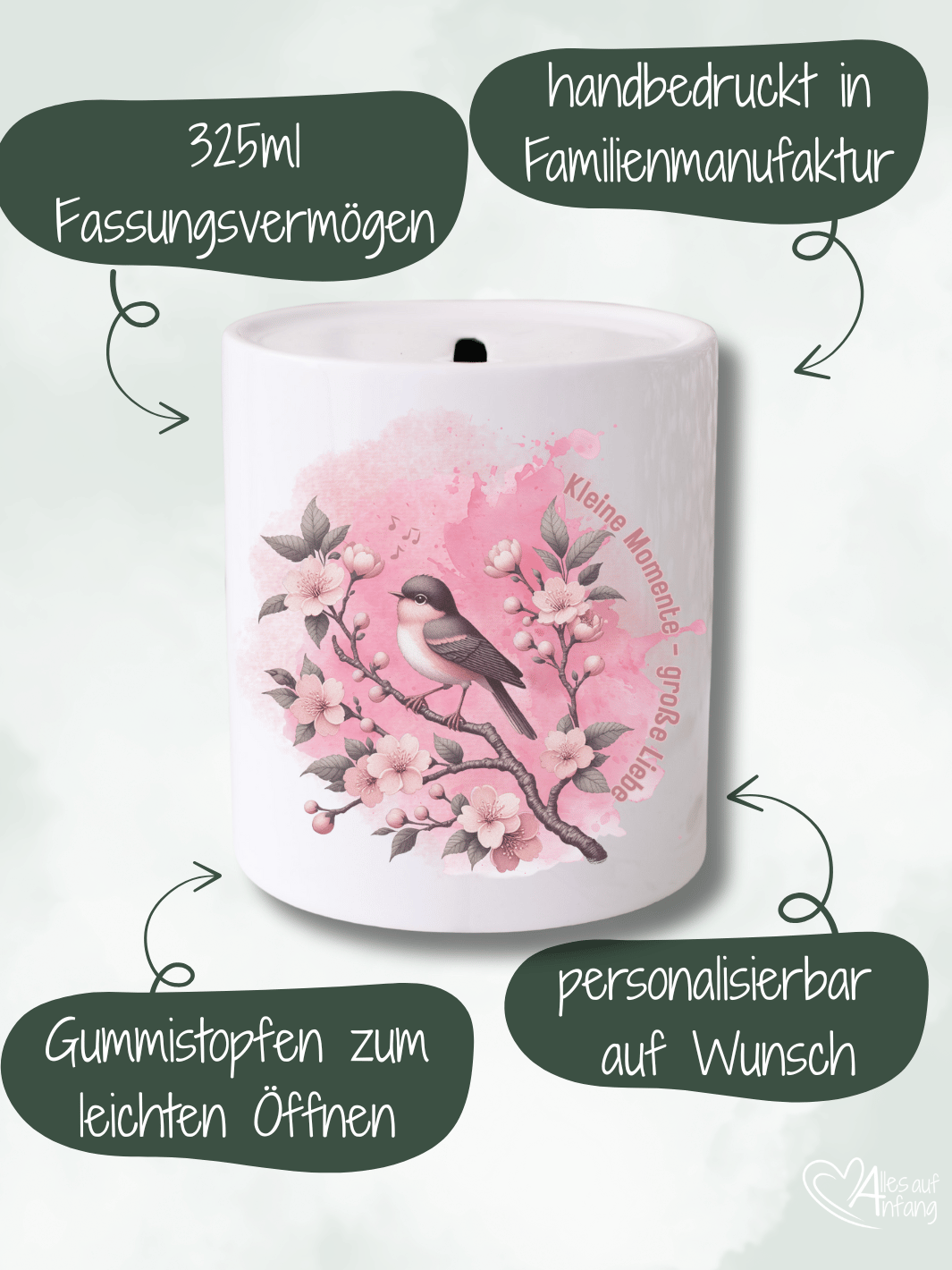 Kleine Momente, große Liebe Keramikspardose - Alles auf Anfang - Geschenke für Frauen