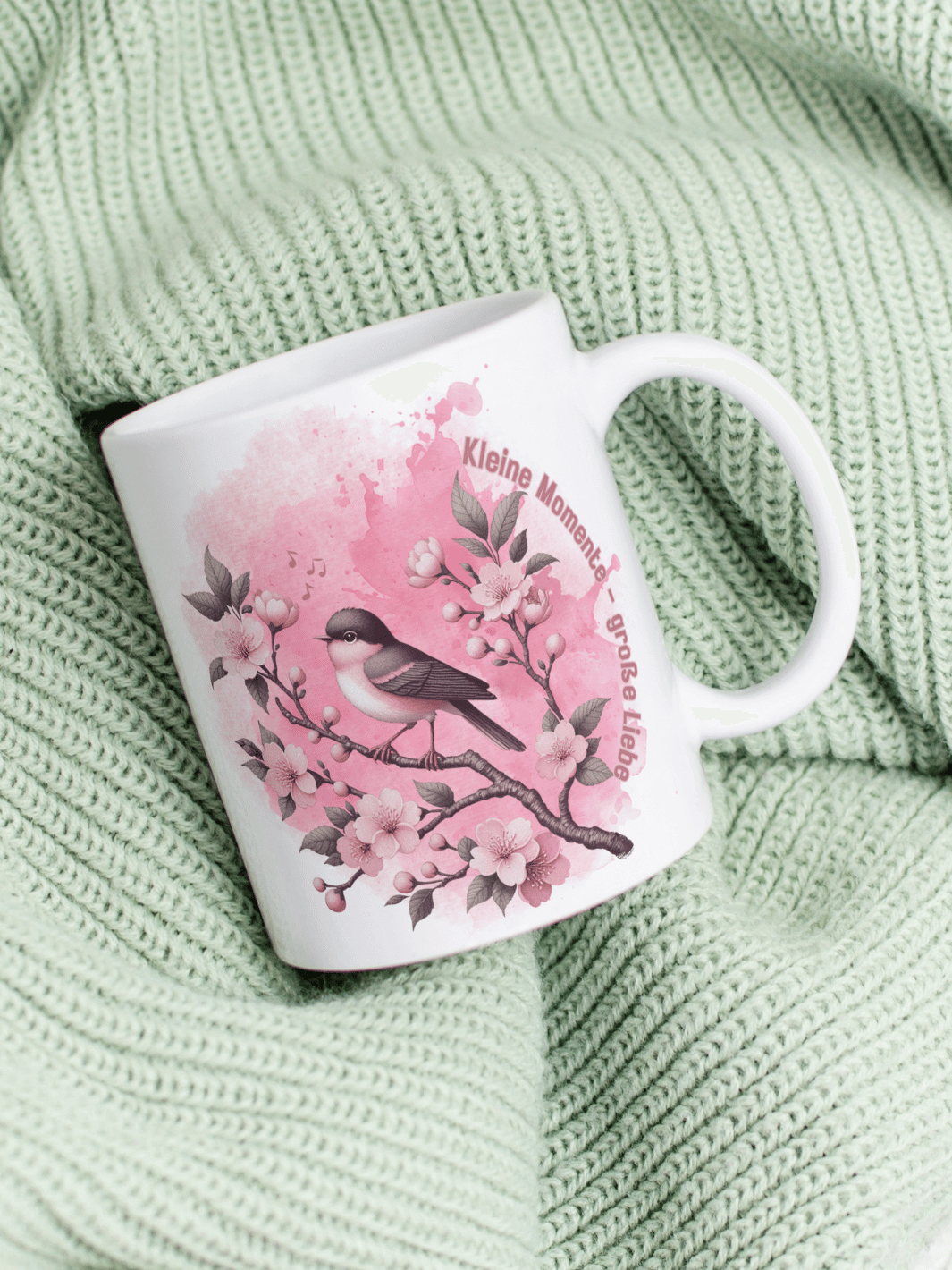 Keramiktasse mit Spruch „Kleine Momente – große Liebe“ – Geschenk für Frauen, Achtsamkeit, Verbundenheit & Herzensmomente