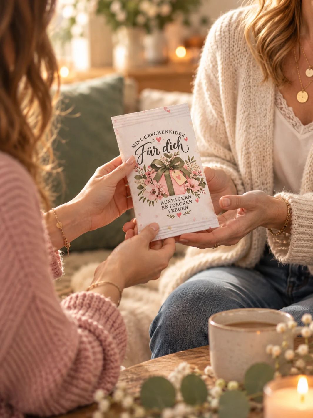 kleine Schwester übergibt Mini-Wundertüte