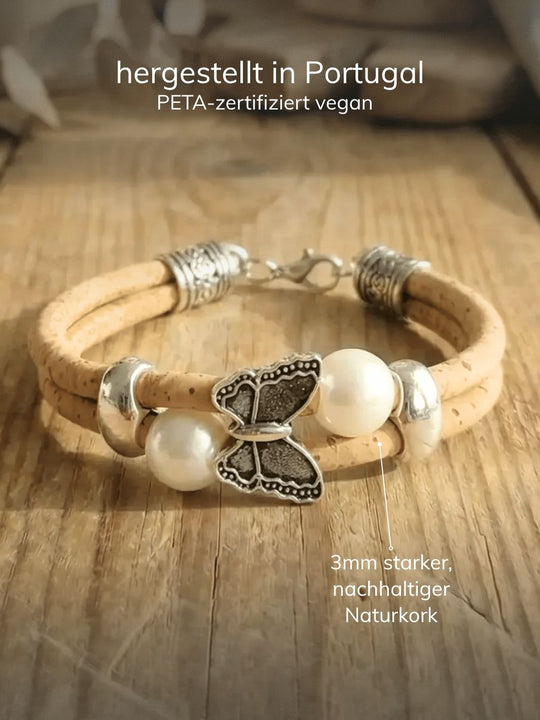 Korkarmband Schmetterling. Achtsame Geschenke für Frauen, Alles auf Anfang