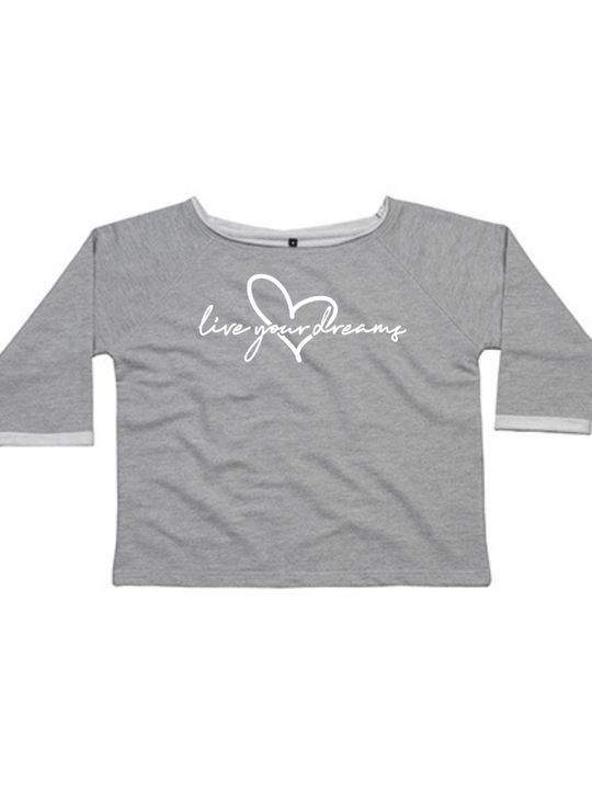 LIVE YOUR DREAMS Damen Flashdance Sweatshirt graumeliert