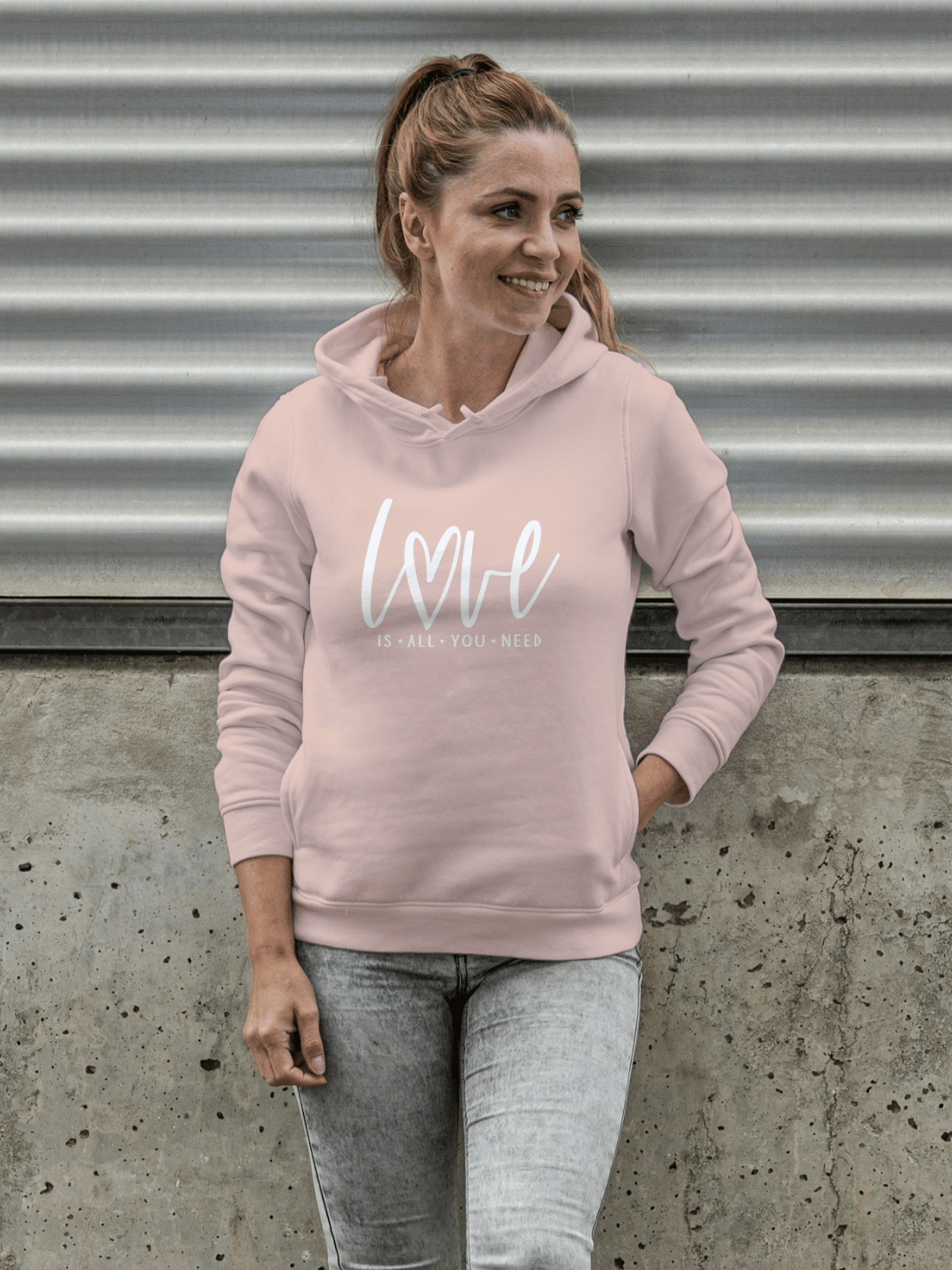 LOVE is all... Hoodie soft rose Model