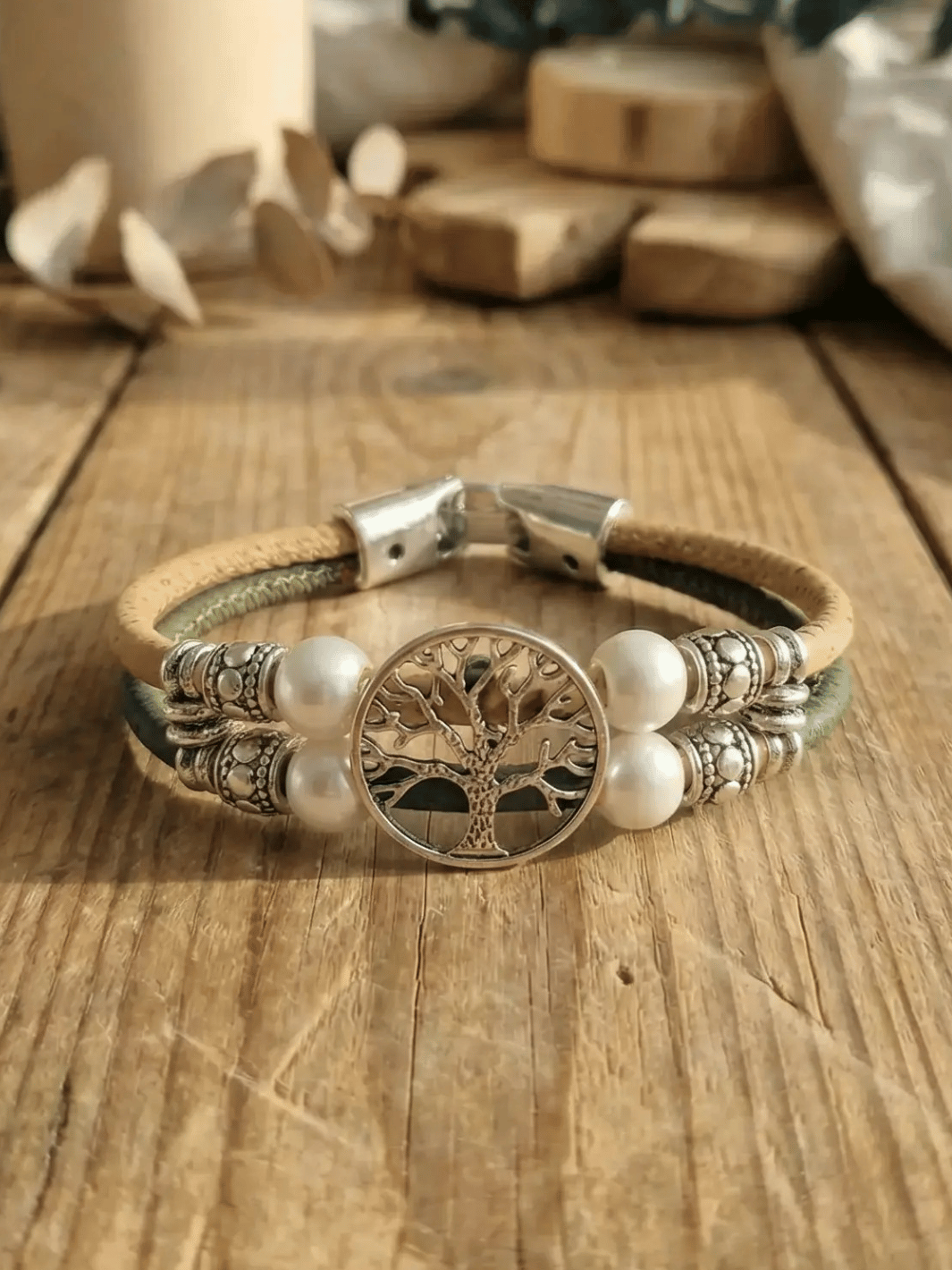 grünes Lebensbaum Korkarmband - achtsame Geschenke für Frauen bei Alles auf Anfang in Bedburg, NRW