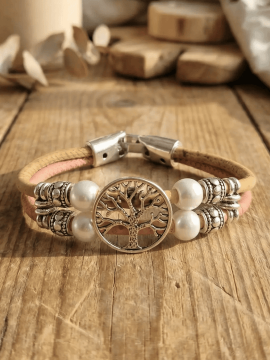 rosa Lebensbaum Korkarmband - achtsame Geschenke für Frauen bei Alles auf Anfang in Bedburg, NRW