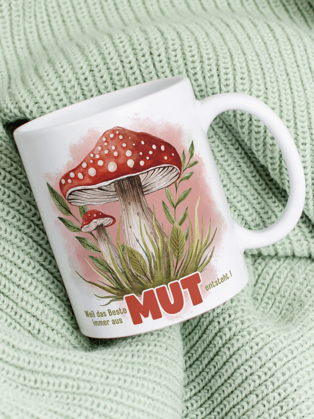 Keramiktasse mit Spruch „Weil das Beste immer aus Mut entsteht“ – Geschenk für Frauen, Ermutigung, Neuanfang, Selbstvertrauen