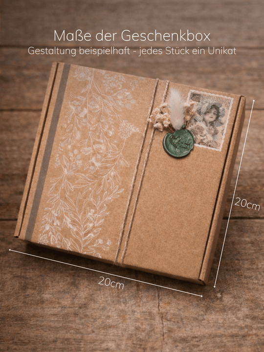 Maßangaben von nachhaltiger Geschenkbox Me-Time. Achtsame Geschenke für Frauen bei Alles auf Anfang in Bedburg, NRW