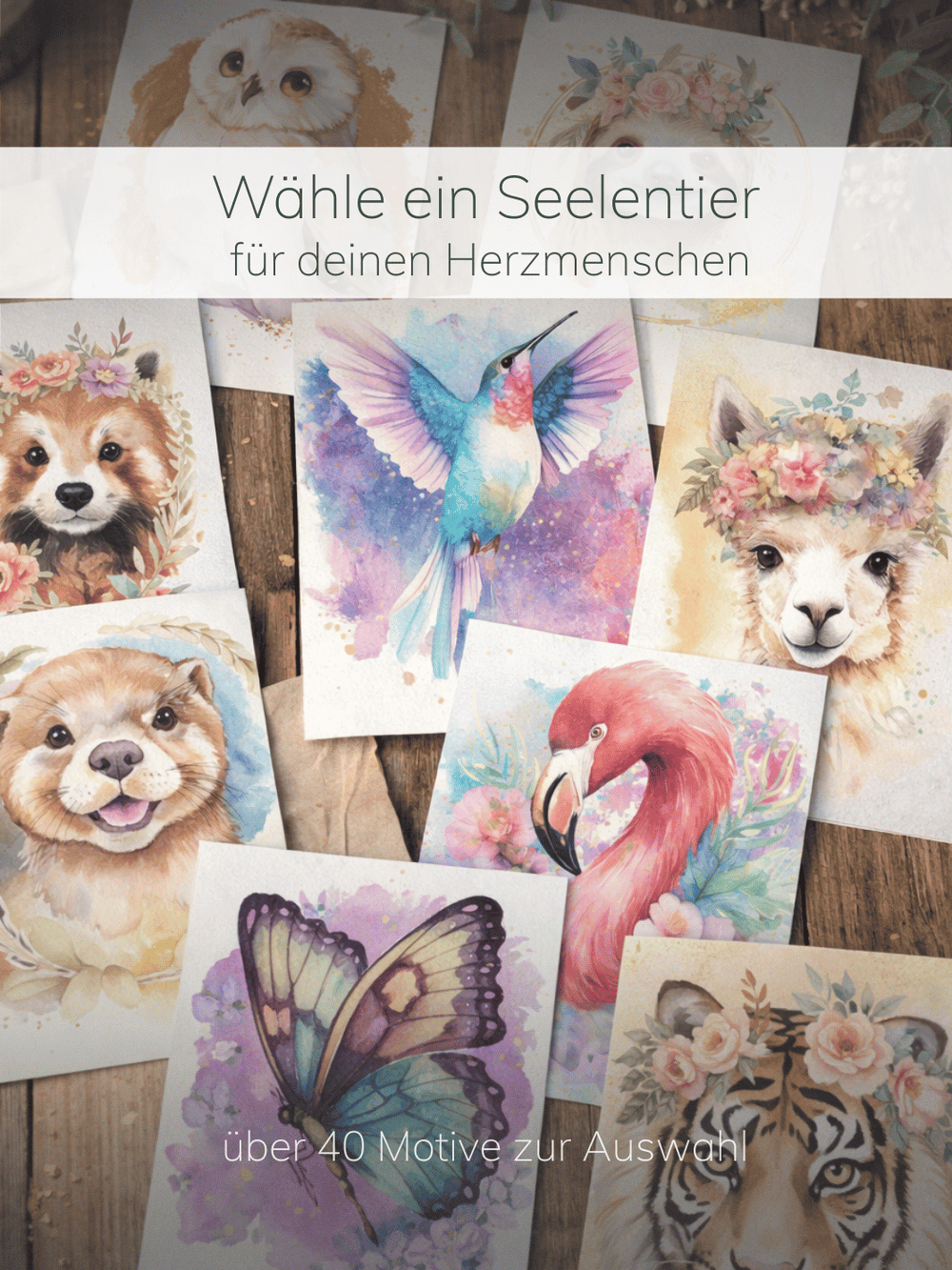 Motivauswahl Geschenkbox Seelentier mit Personalisierung. Achtsame Geschenke für Frauen bei Alles auf Anfang in Bedburg, NRW