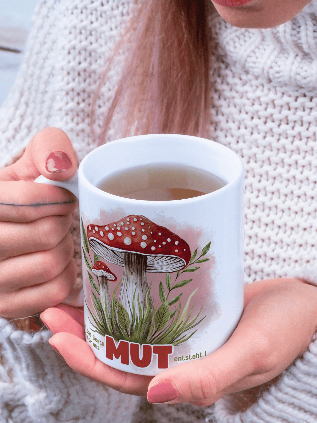 Keramiktasse mit Spruch „Weil das Beste immer aus Mut entsteht“ – Geschenk für Frauen, Ermutigung, Neuanfang, Selbstvertrauen