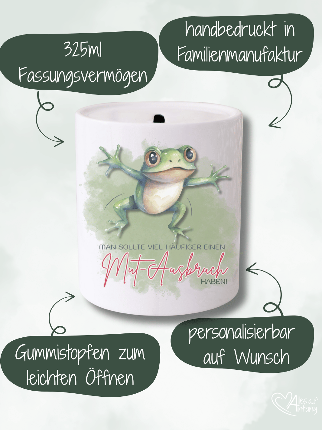 Man sollte viel häufiger einen Mut-Ausbruch haben - Keramikspardose - Alles auf Anfang - Geschenke für Frauen