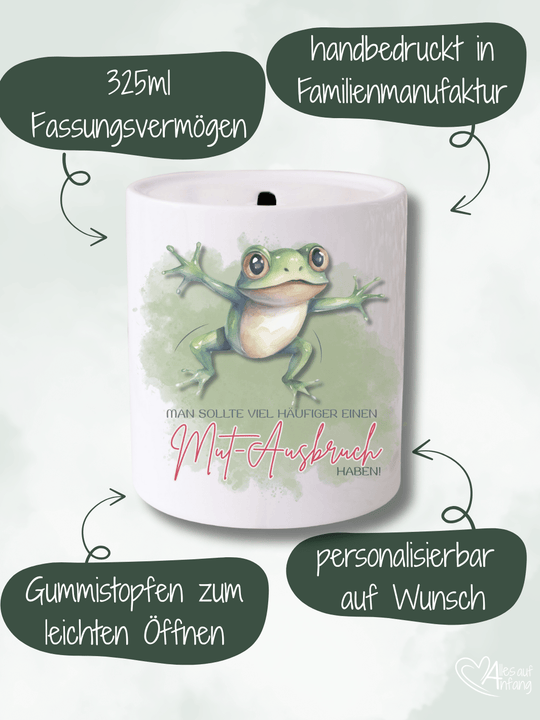 Man sollte viel häufiger einen Mut-Ausbruch haben - Keramikspardose - Alles auf Anfang - Geschenke für Frauen