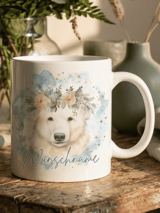 Keramiktasse Eisbär personalisiert - achtsame Geschenke für Frauen bei Alles auf Anfang, Bedburg NRW